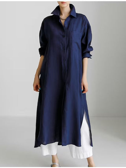 Effortless Linen Shirt Dress for Women with Button Down Style