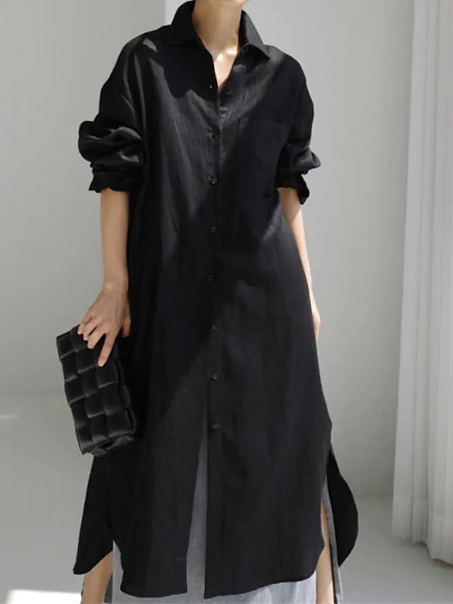 Effortless Linen Shirt Dress for Women with Button Down Style