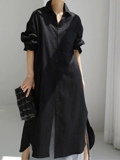Effortless Linen Shirt Dress for Women with Button Down Style