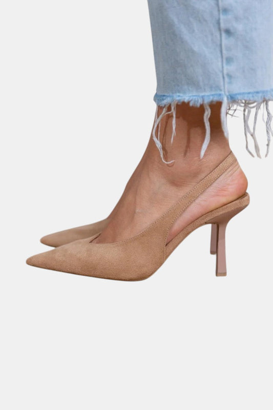 Elegant Brown Wedding Shoes for Women with Slingback Strap Pointed Toe Stiletto Heel