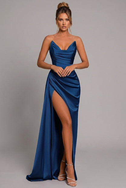 Elegant Satin Maxi Dress for Women with Wedding Guest Dress Style