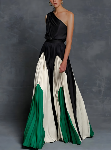 Elegant Pleated Maxi Dress for Women with Formal Wedding Guest Style