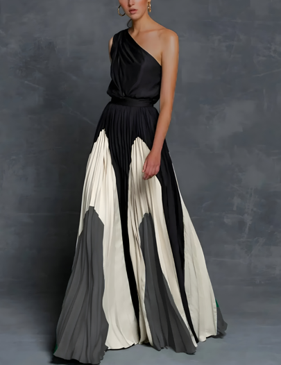 Elegant Pleated Maxi Dress for Women with Formal Wedding Guest Style