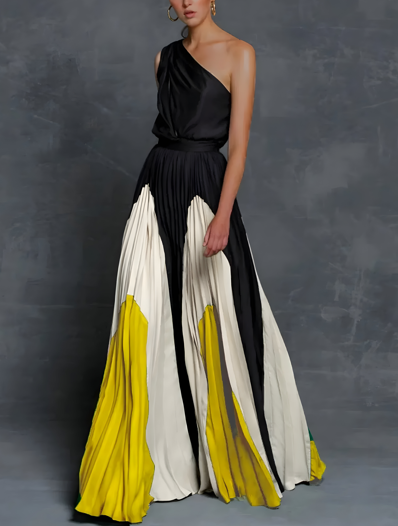 Elegant Pleated Maxi Dress for Women with Formal Wedding Guest Style
