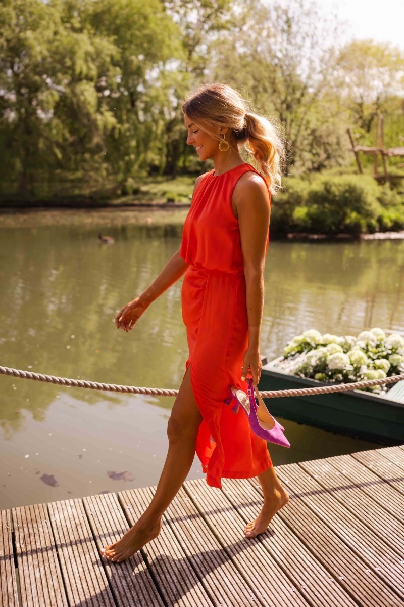 Effortless Sleeveless Midi Dress for Women with Wedding Guest Dress Style