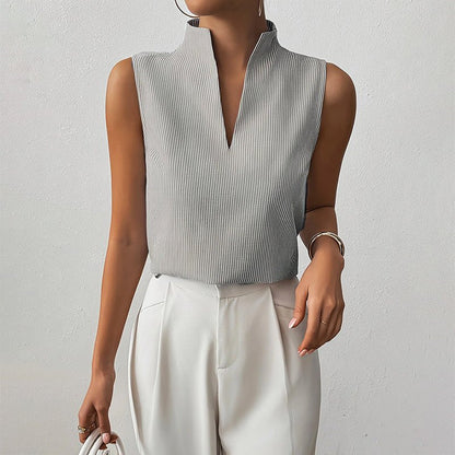 Effortless Sleeveless Blouses for Women with V Neck Relaxed Style