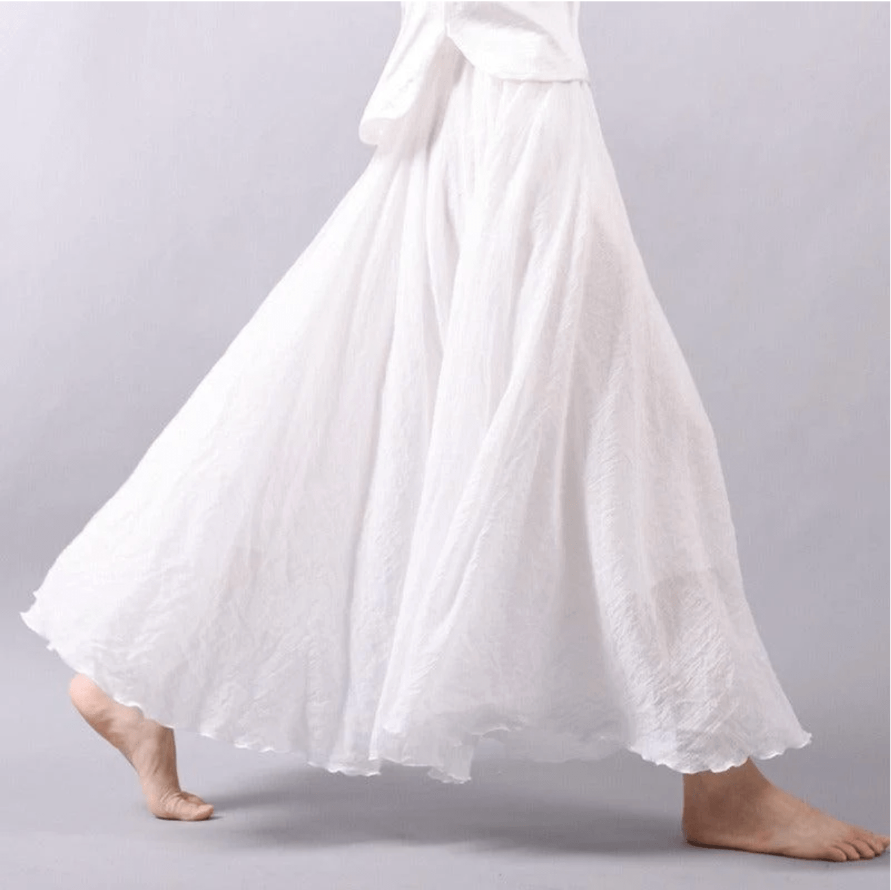 Effortless Linen Maxi Skirt for Women with Elastic Waist Flowy A Line Sweep Floor Length Casual Style