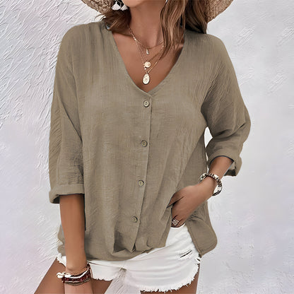 Comfortable Henley Blouses for Women with V Neck Style