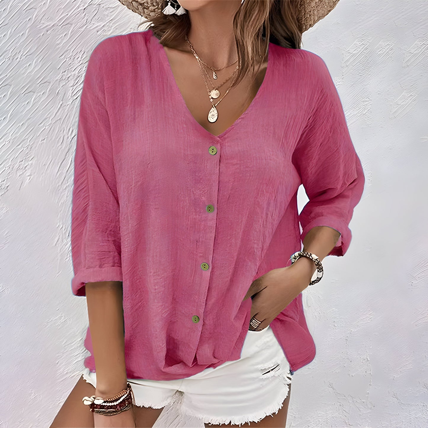 Comfortable Henley Blouses for Women with V Neck Style