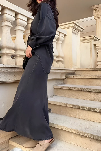 Effortless Shirt and Skirt Set for Women with Drawstring Waist Style