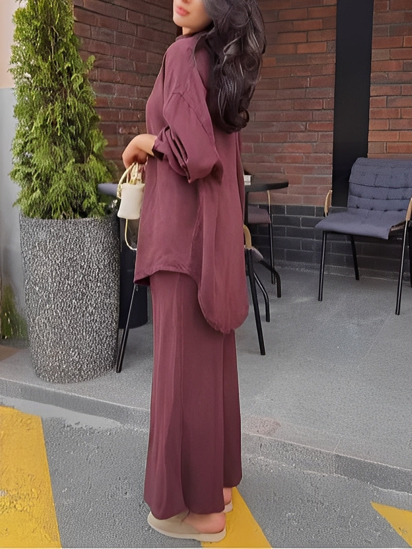 Effortless Shirt and Skirt Set for Women with Drawstring Waist Style