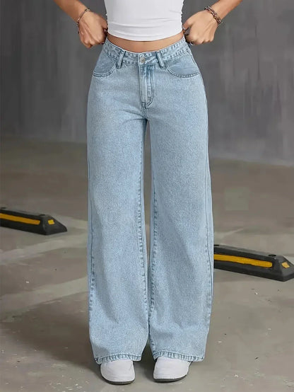 Stylish Relaxed Low Rise Blue Jeans for Women