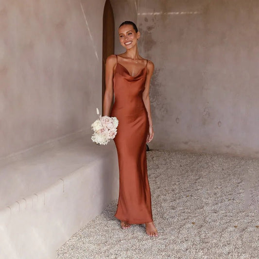 Strapless Satin Maxi Dress