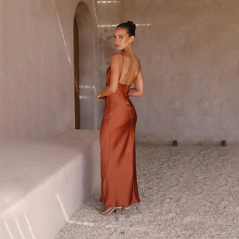 Strapless Satin Maxi Dress