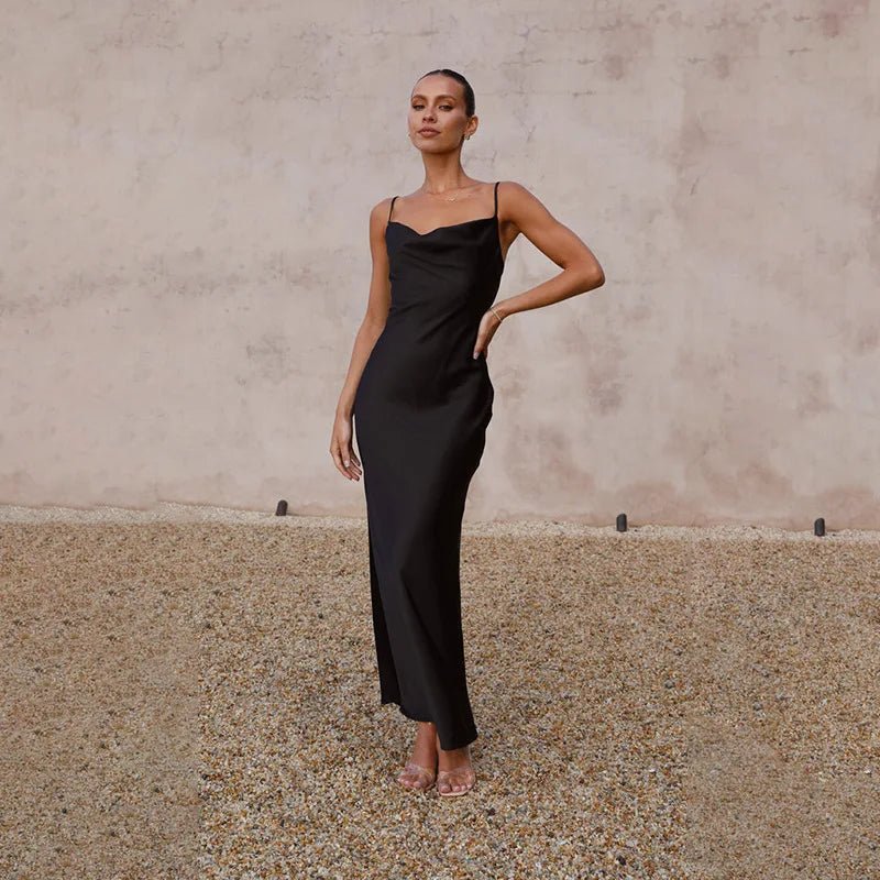 Strapless Satin Maxi Dress