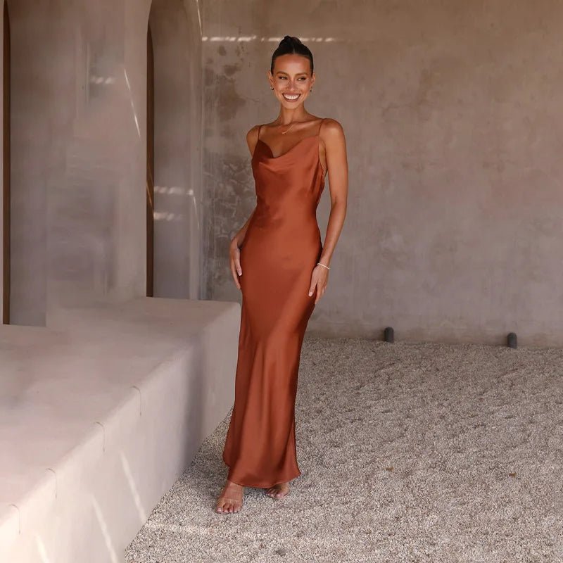 Strapless Satin Maxi Dress