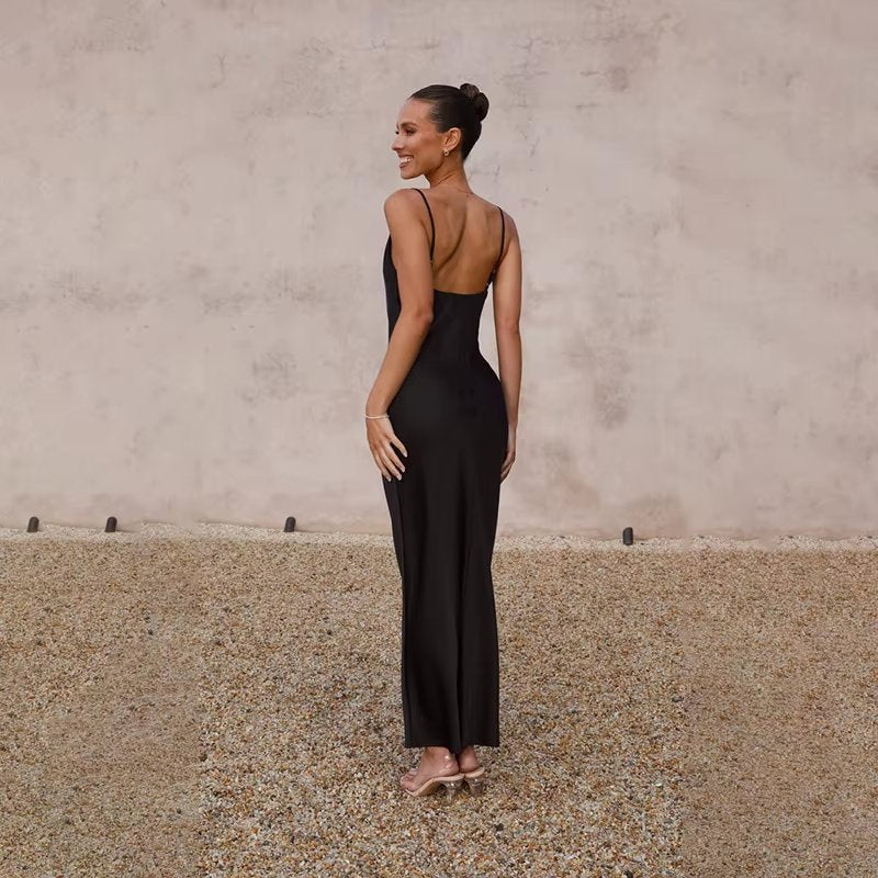 Strapless Satin Maxi Dress
