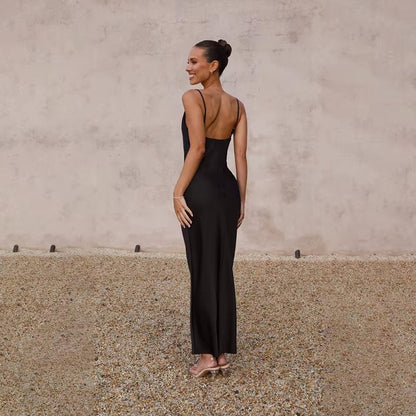 Strapless Satin Maxi Dress