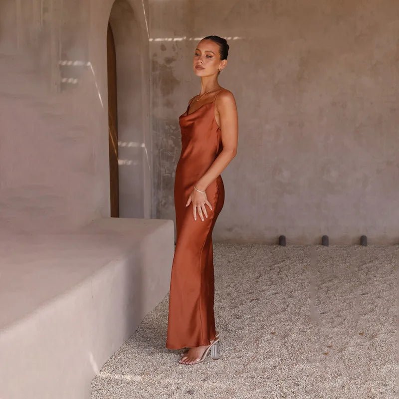 Strapless Satin Maxi Dress