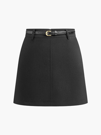 Tailored Mini Skirt with Belt Detail