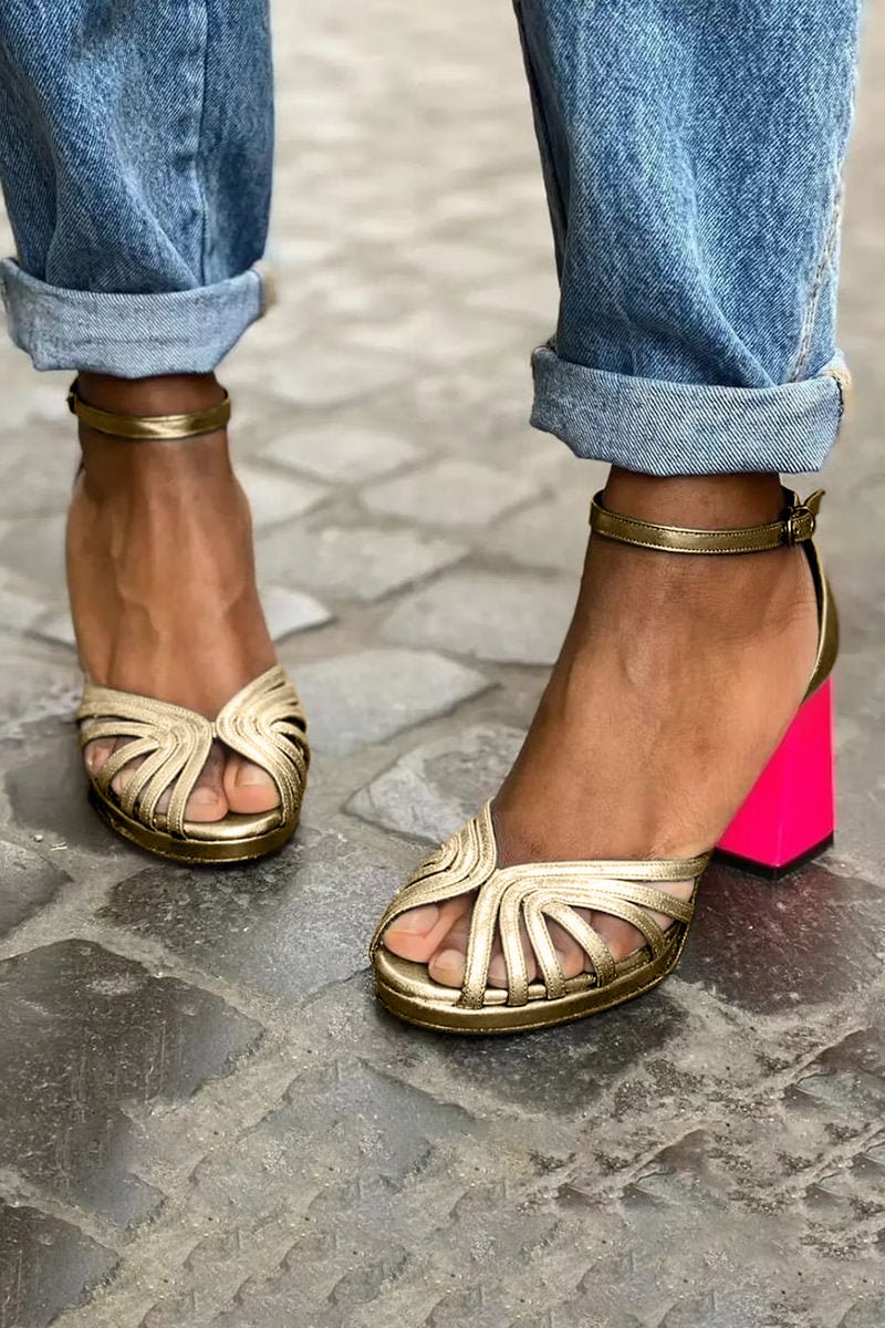 Gold Woven Heel Sandals