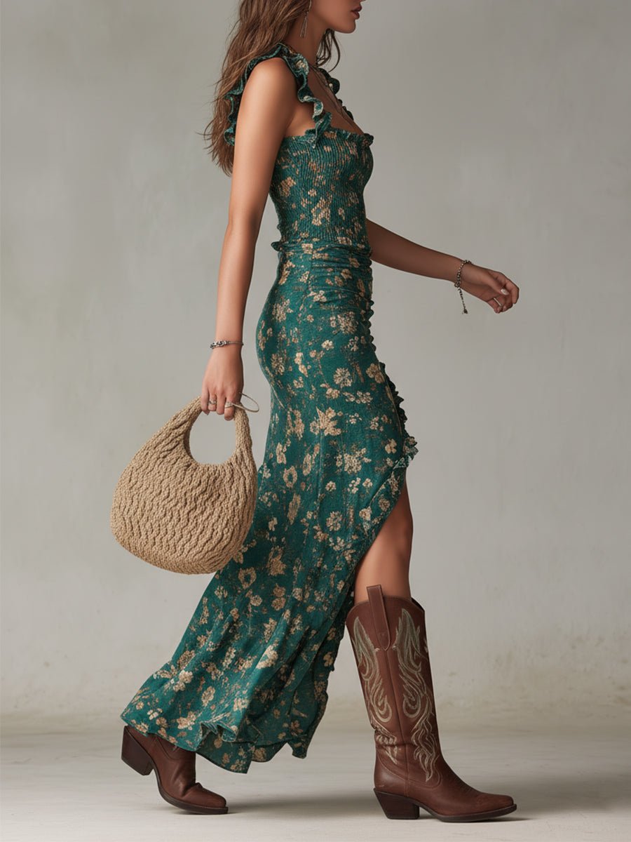 Floral High Slit Maxi Dress