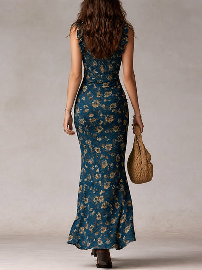 Floral High Slit Maxi Dress