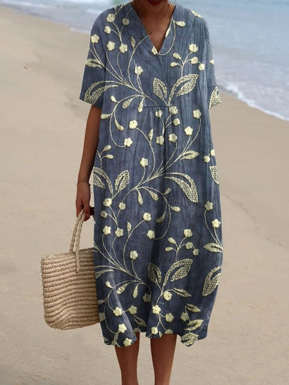 Relaxed Midi Dress with Pockets