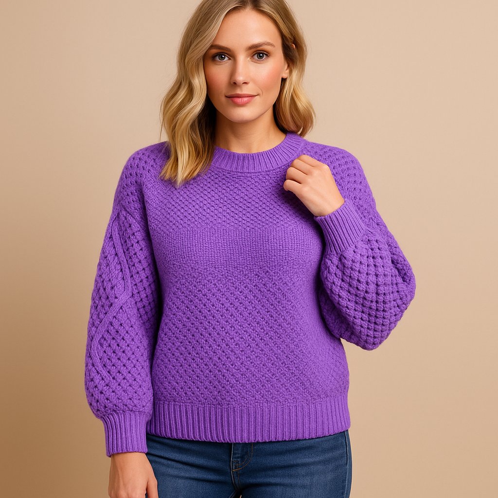 Chunky Knit Sweater with Balloon Sleeves