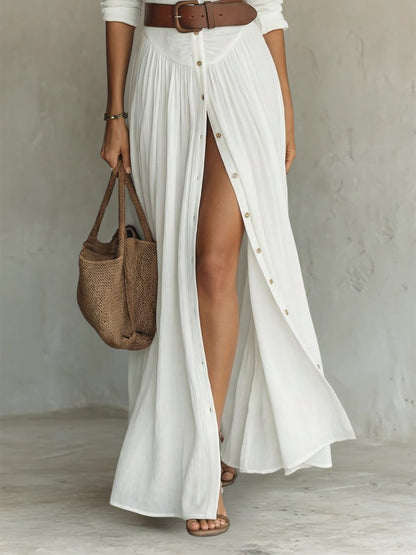 Belted Maxi Dress with High Slit