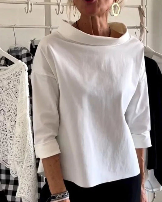 Elegant Boat Neck Blouses for Women with Elbow Sleeve Style