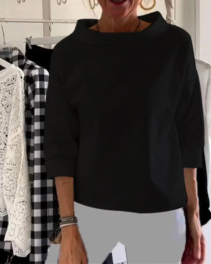 Elegant Boat Neck Blouses for Women with Elbow Sleeve Style
