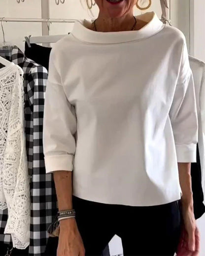 Elegant Boat Neck Blouses for Women with Elbow Sleeve Style