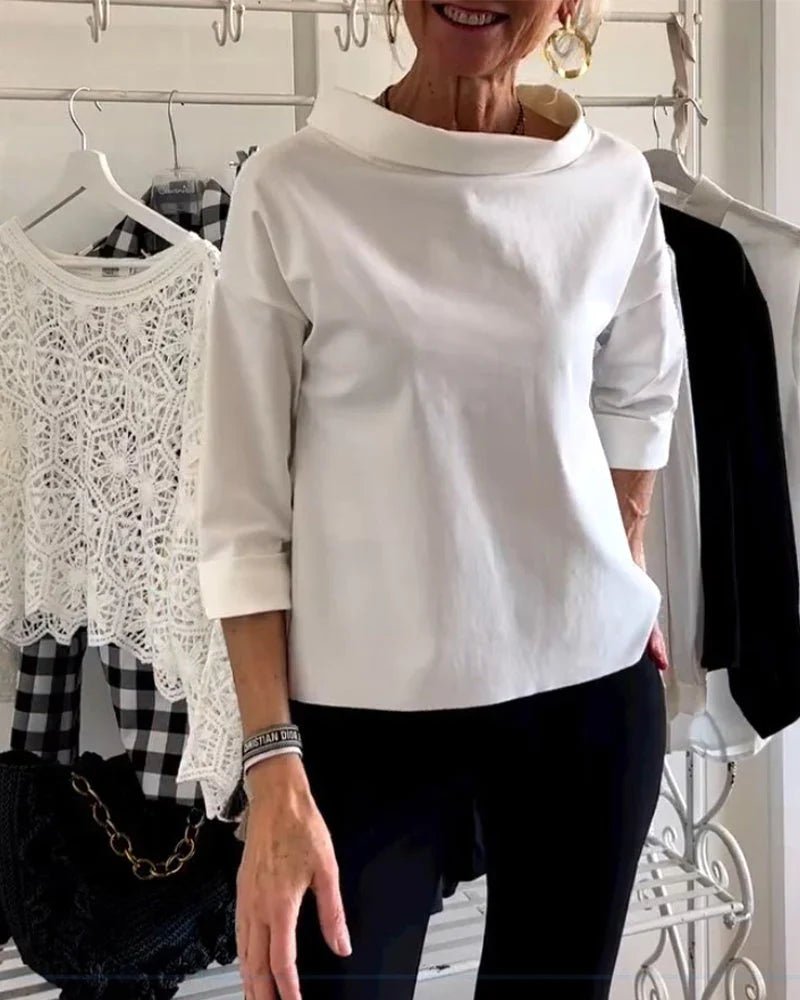 Elegant Boat Neck Blouses for Women with Elbow Sleeve Style