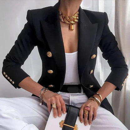 Elegant Tailored Blazer for Women with Double Breasted Fitted Style