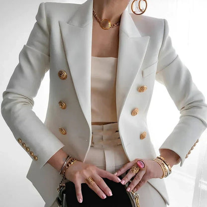 Elegant Tailored Blazer for Women with Double Breasted Fitted Style