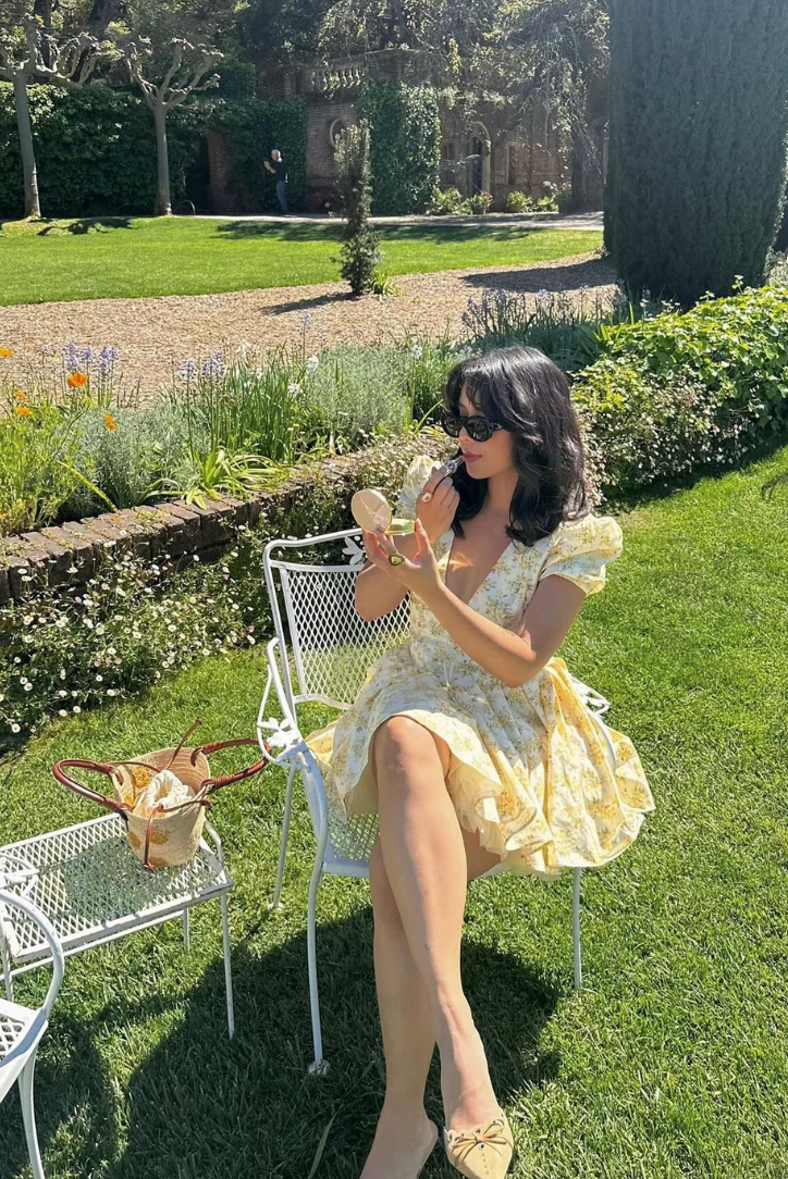 Elegant Yellow Floral A Line Dress for Women with Square Neck Style