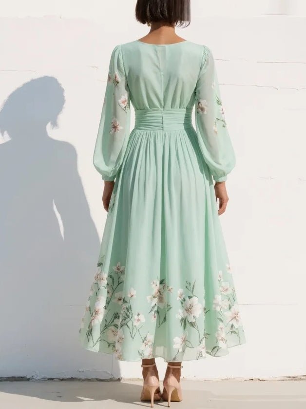 Light Green Floral Wrap Maxi Dress