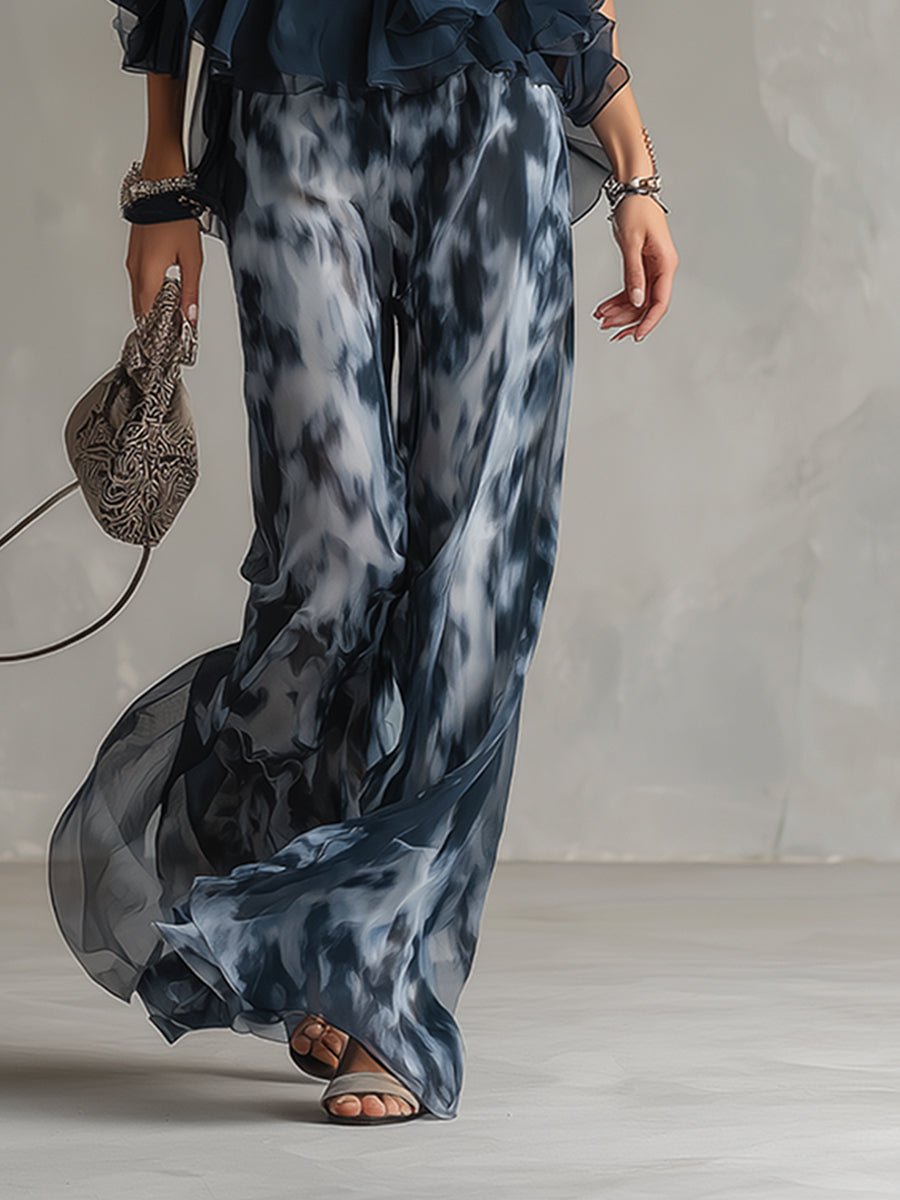 Navy Blue Halter Jumpsuit with Wide Leg Pants