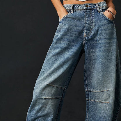 Light Blue Barrel Jeans with Relaxed Wide Leg