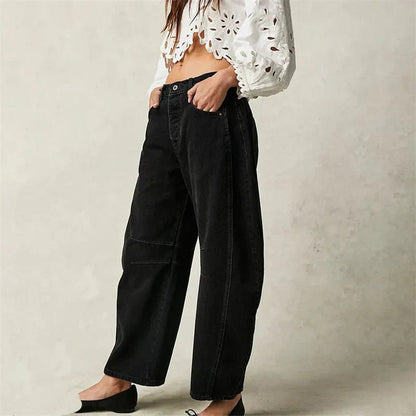 Light Blue Barrel Jeans with Relaxed Wide Leg