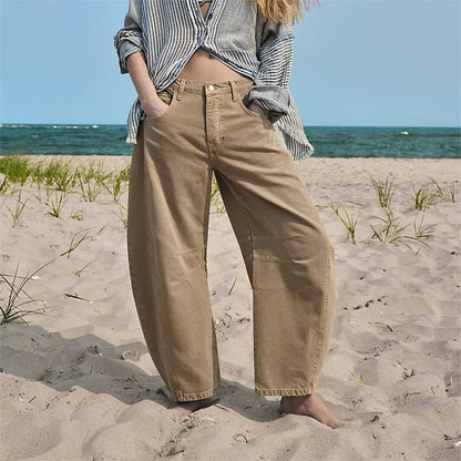 Light Blue Barrel Jeans with Relaxed Wide Leg