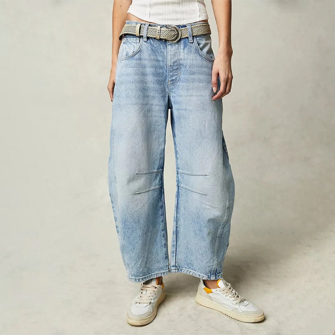 Effortless Relaxed Mom Jeans for Women with Cropped Barrel Leg Style
