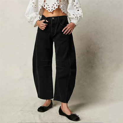 Effortless Relaxed Mom Jeans for Women with Cropped Barrel Leg Style
