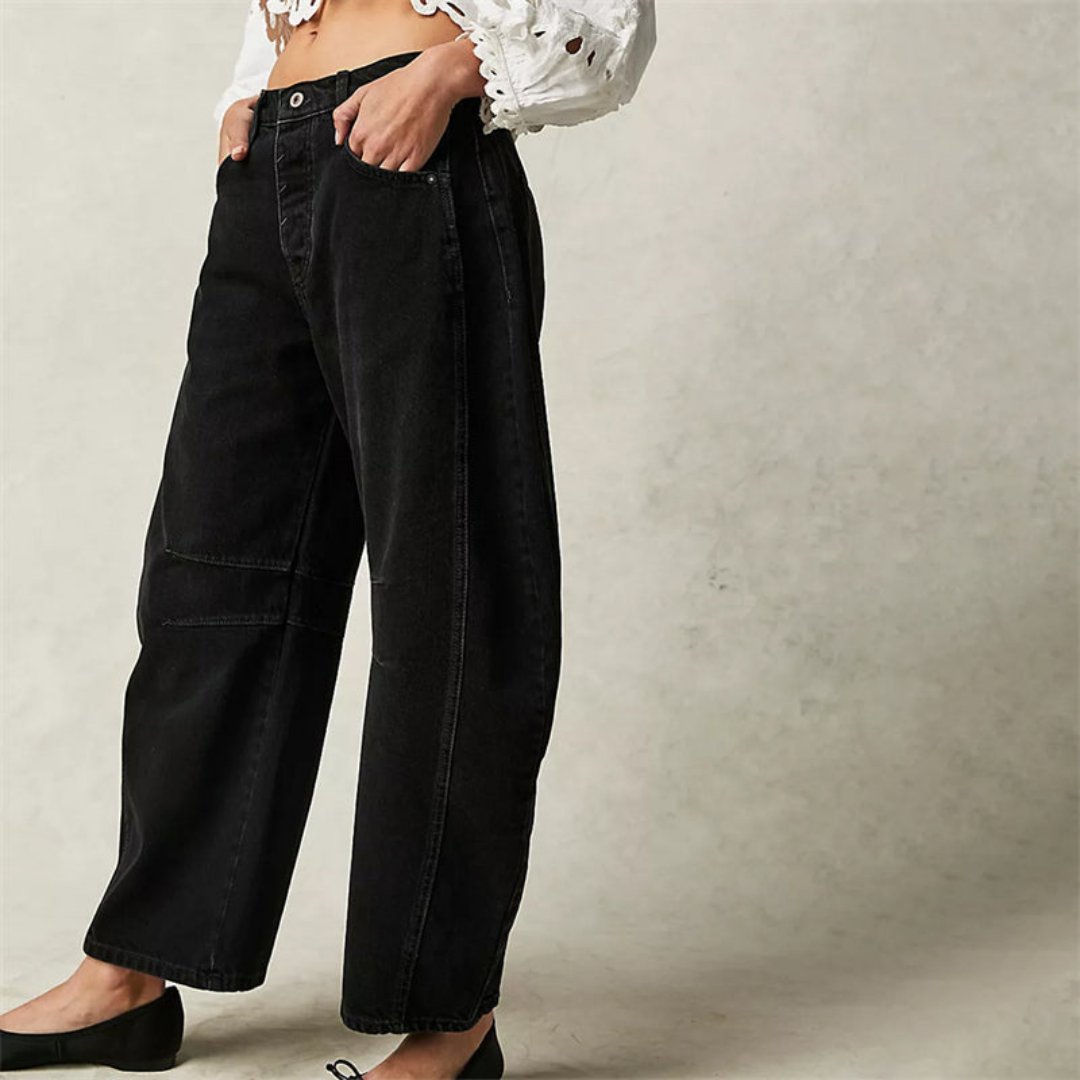 Effortless Relaxed Mom Jeans for Women with Cropped Barrel Leg Style
