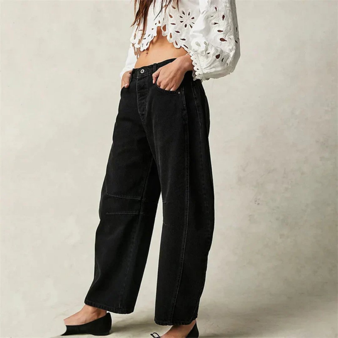 Effortless Relaxed Mom Jeans for Women with Cropped Barrel Leg Style
