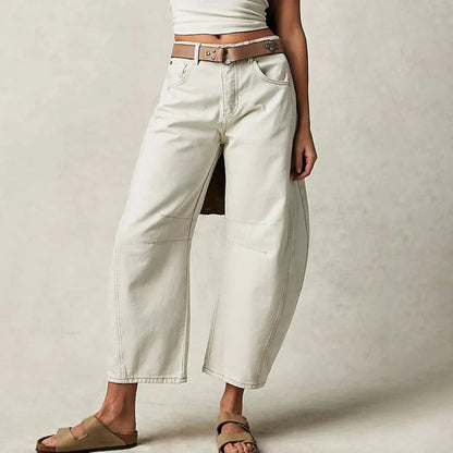 Effortless Relaxed Mom Jeans for Women with Cropped Barrel Leg Style