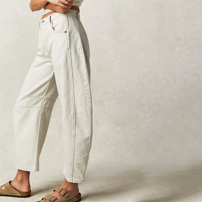 Effortless Relaxed Mom Jeans for Women with Cropped Barrel Leg Style