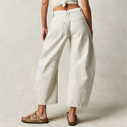 Effortless Relaxed Mom Jeans for Women with Cropped Barrel Leg Style