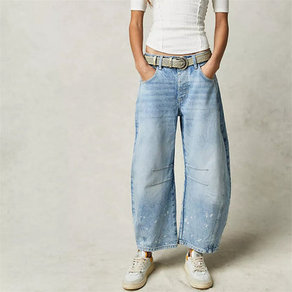 Effortless Relaxed Mom Jeans for Women with Cropped Barrel Leg Style